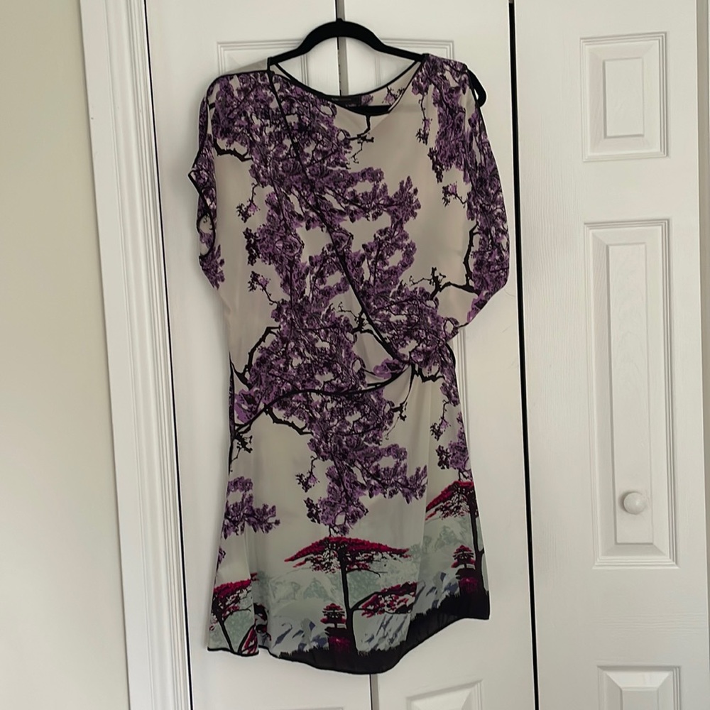 100% Silk Asymmetrical BCBG MaxAzria sz small floral dress
